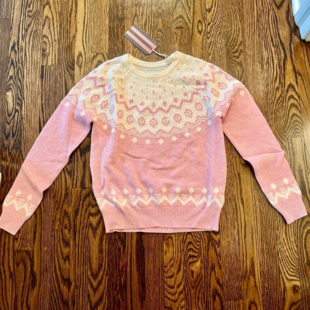 Jack Wills Pink Sequin Sandhills Fair Isle Sweater
